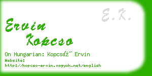 ervin kopcso business card